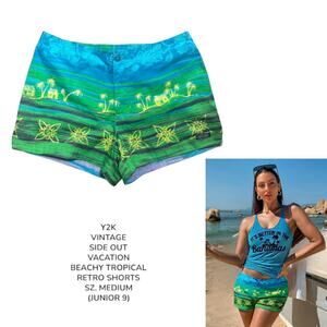 VTG. Y2K SIDEOUT GRAPHIC BEACH SHORTS VACATION SUMMER SIZE M